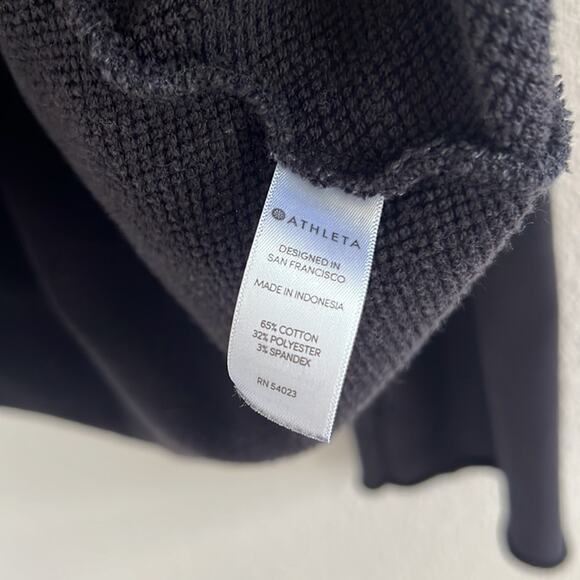 Athleta Black French Terry Pique Hoodie Style 211387-00 Medium - Picture 4 of 6